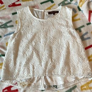 Sleeve white lace top
